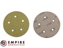 5" x 5 Hole Gold Hook & Loop Sanding Discs - 100 Pack