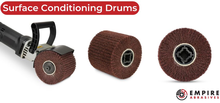 4.5” x 4” Surface Conditioning Finishing Drums for Eastwood Countour SCT, linear grinders, and handheld drum sanders