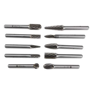 Tungsten carbide burr set with assorted die grinder bit tips