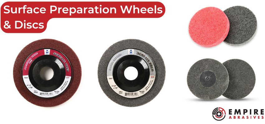 Surface preparation wheels and discs for angle grinders and die grinders